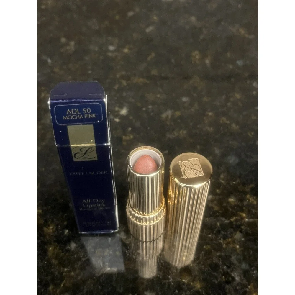 Estee Lauder Mocha Pink All Day Long Lipstick ADL #50 Gold Case HTF New‎ in Box